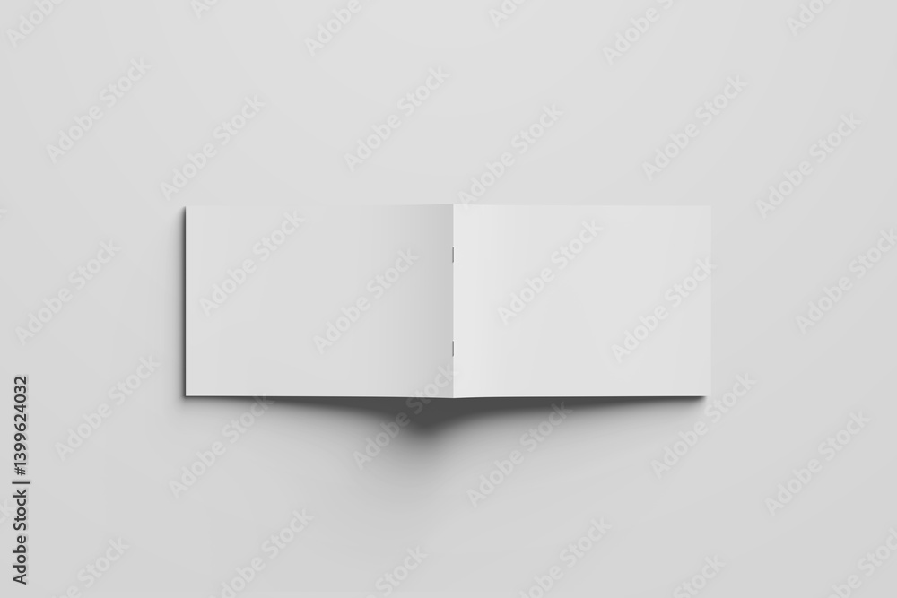 Blank realistic horizontal magazine, book, brochure or booklet template opened and closed on white background Blank realistic horizontal magazine, book, brochure or booklet template opened and closed on white background