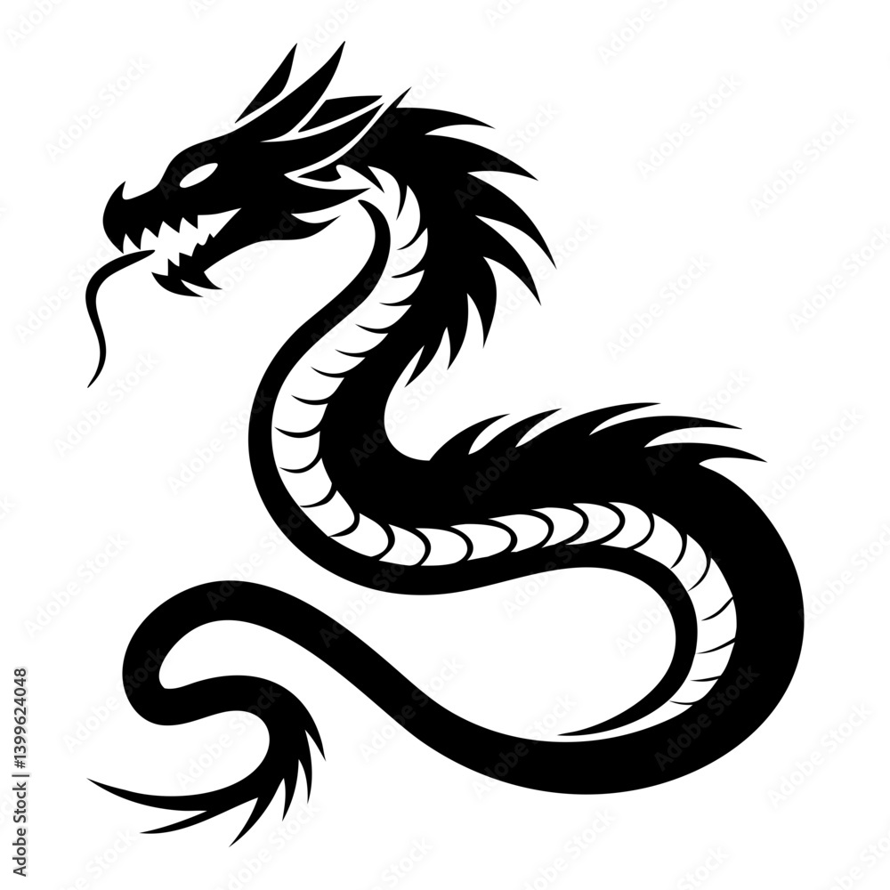 Fototapeta premium Chinese dragon silhouette