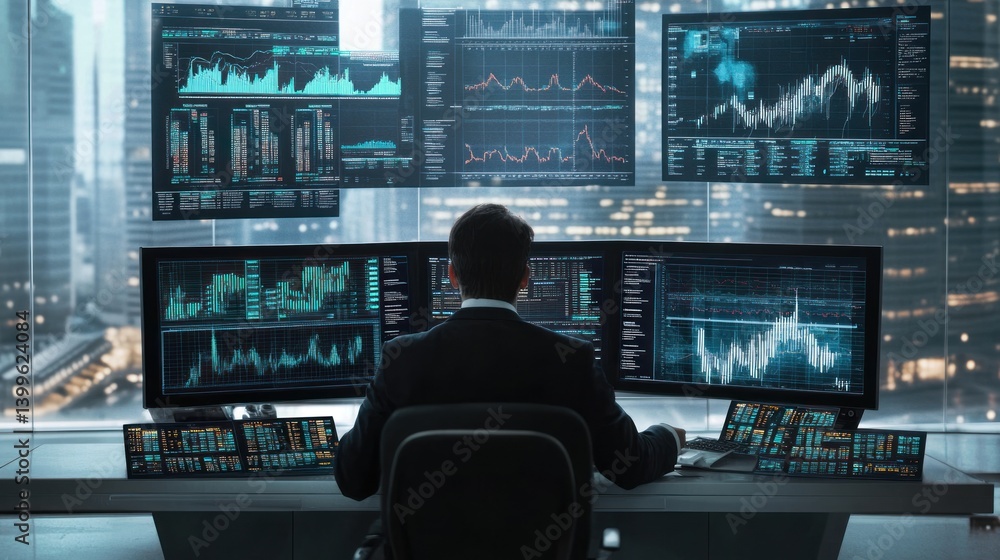 A financial analyst working on stock market data, multiple charts displayed, --ar 16:9 --v 6.1 Job ID: 50831935-a13c-4d0b-90c9-a0fe739c6776 A financial analyst working on stock market data, multiple charts displayed, --ar 16:9 --v 6.1 Job ID: 50831935-a13c-4d0b-90c9-a0fe739c6776