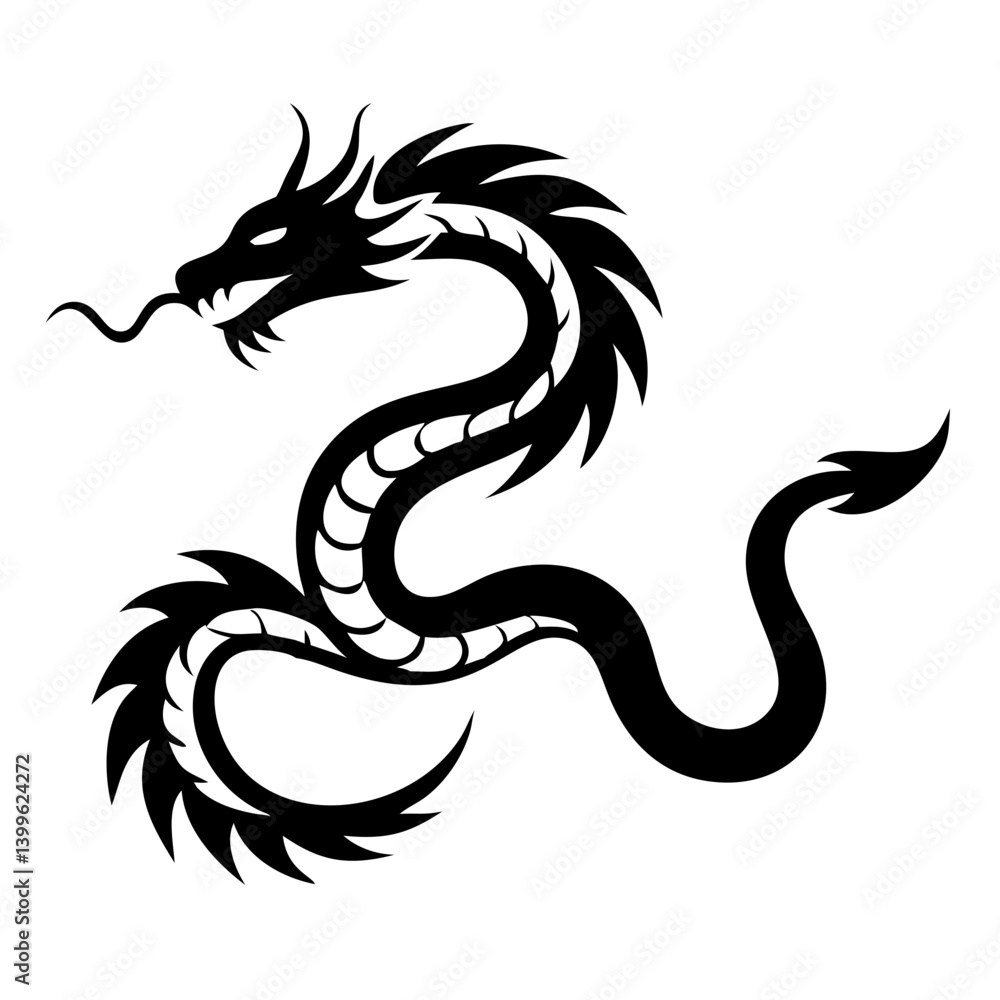 Obraz premium Chinese dragon silhouette
