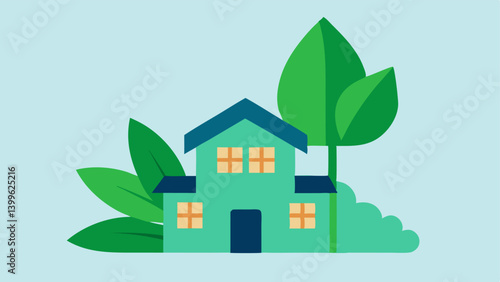 Plant and Home Combination A house integrated with a large green plant showing the importance of nature in our living spaces and ecofriendly home design.
