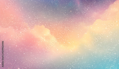 Cute pastel rainbow galaxy background with stars