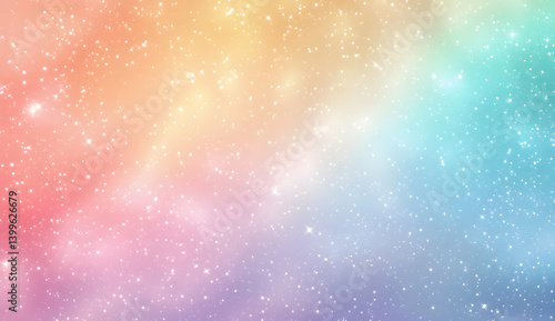 Cute pastel rainbow galaxy background with stars