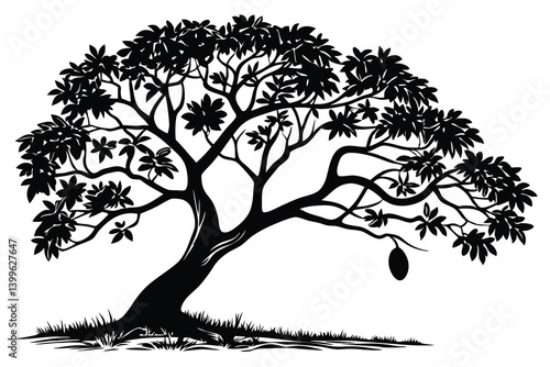 Avocado Tree silhouette Black vector