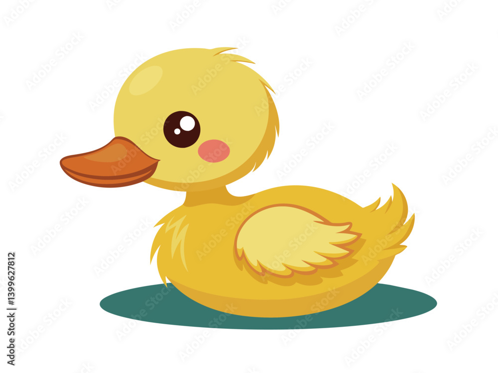 Fototapeta premium Cute yellow cartoon duck isolated on white