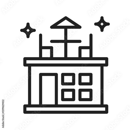 Rooftop icon vector image. Suitable for mobile apps, web apps and print media.