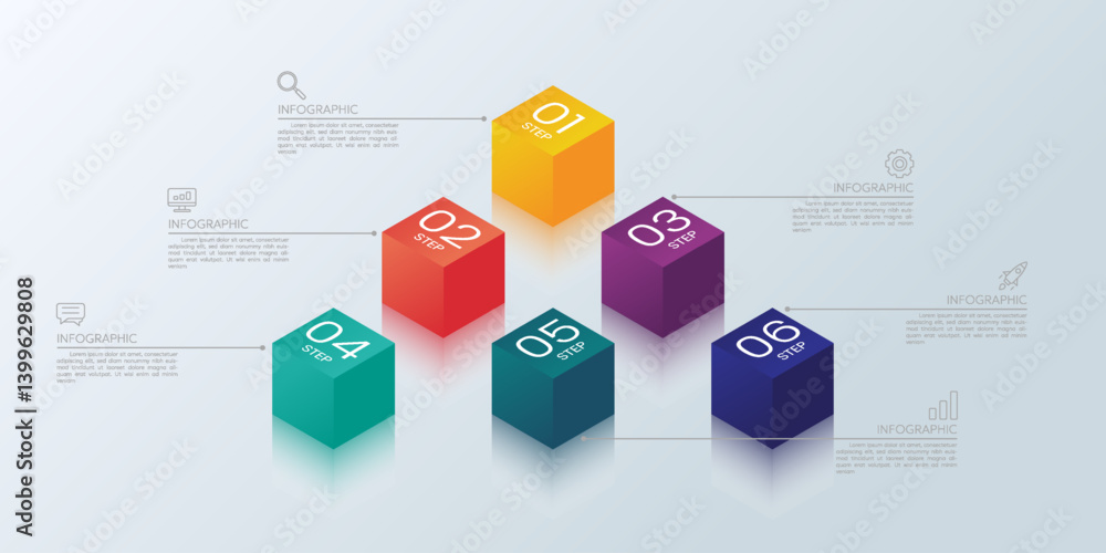 6 color cube infographic template 6 color cube infographic template