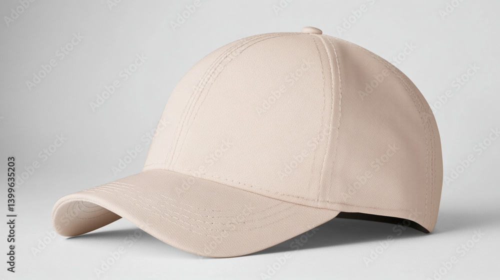 Fototapeta premium High-Quality Beige Baseball Cap Mockup on Neutral Background 