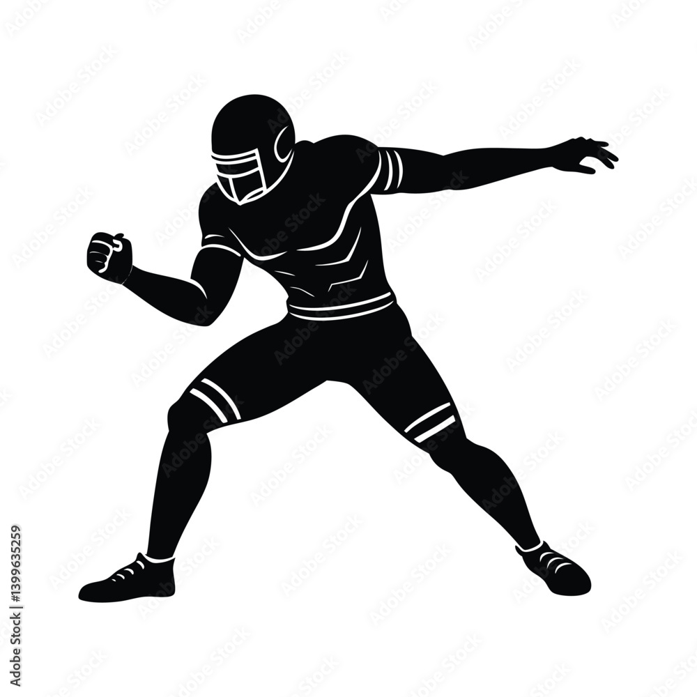 Football Player Blocking Silhouette Vector Football Player Blocking Silhouette Vector