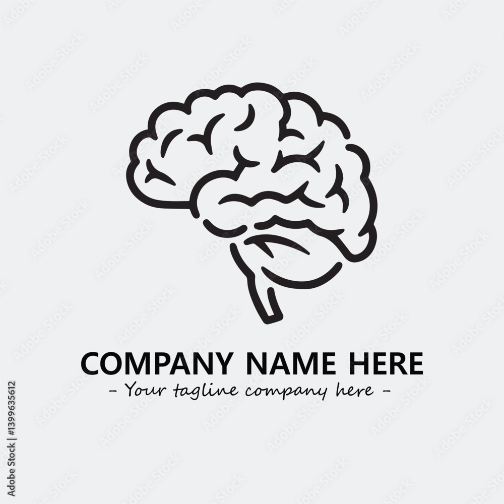 Brain illustration black and white for logo company vector image Brain illustration black and white for logo company vector image