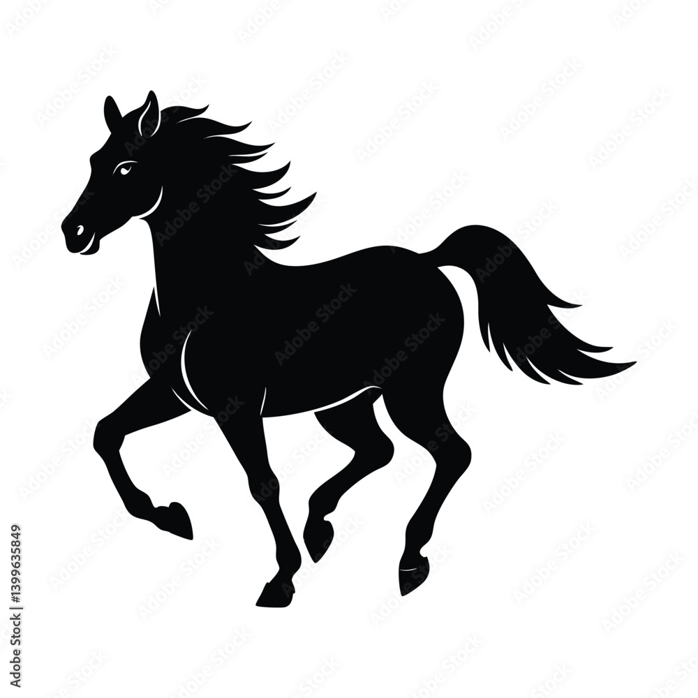 Obraz premium Horse Galloping Clean Silhouette Vector