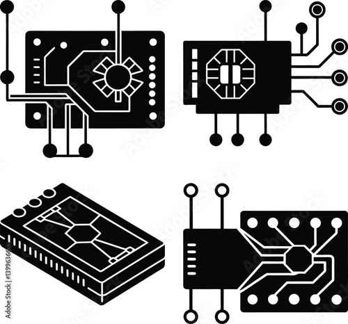 Network Interface Card silhouette vector