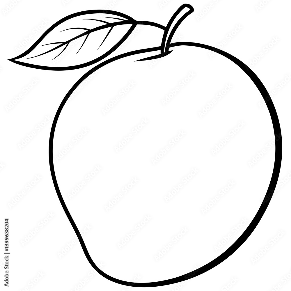 Minimal Mango Vector Illustration on White Background Minimal Mango Vector Illustration on White Background