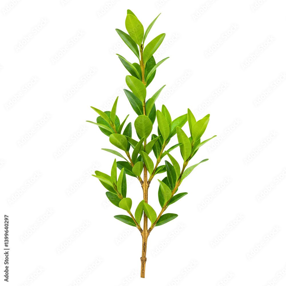 Fototapeta premium Green boxwood branch isolated on white background 