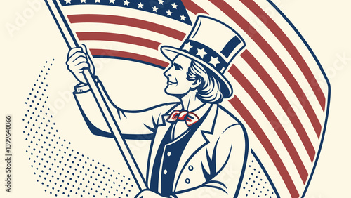 Retro Halftone Print Uncle Sam Vintage Propaganda Art
