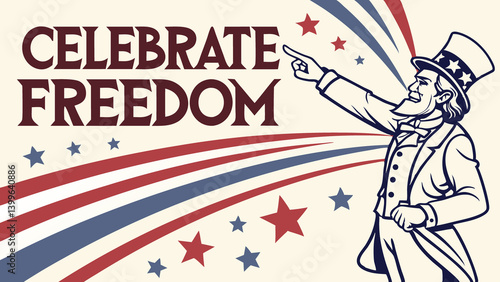 Obraz na płótnie Poster layout of uncle sam with  celebrate freedom  title