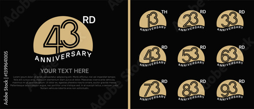 logo anniversary set. brown color with half circle on black background for special event