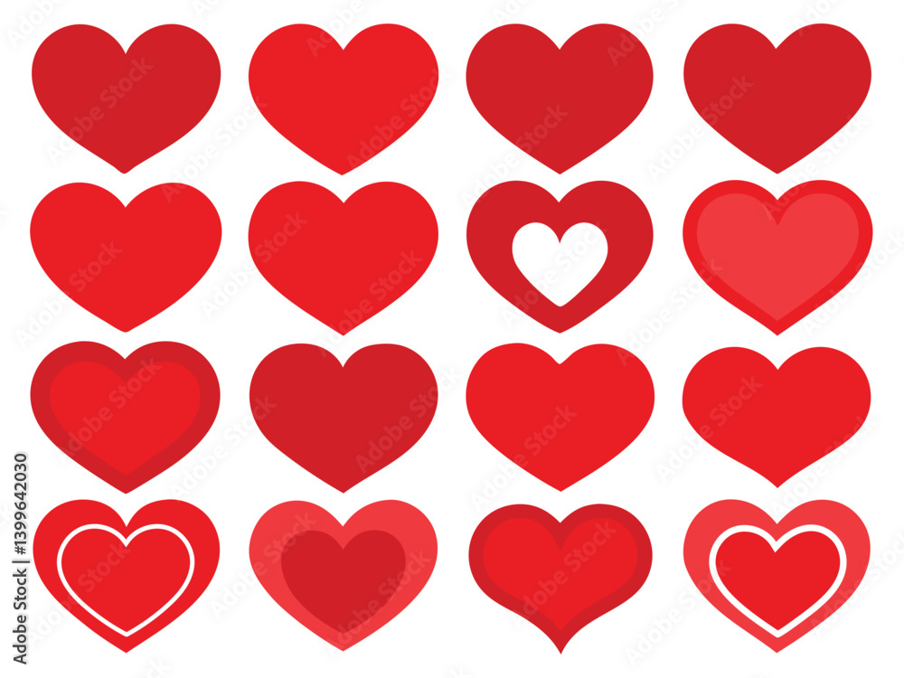 Romantic Abstract Love Hearts Symbols in Various Shapes for Valentine's Day. Romantic Abstract Love Hearts Symbols in Various Shapes for Valentine's Day.