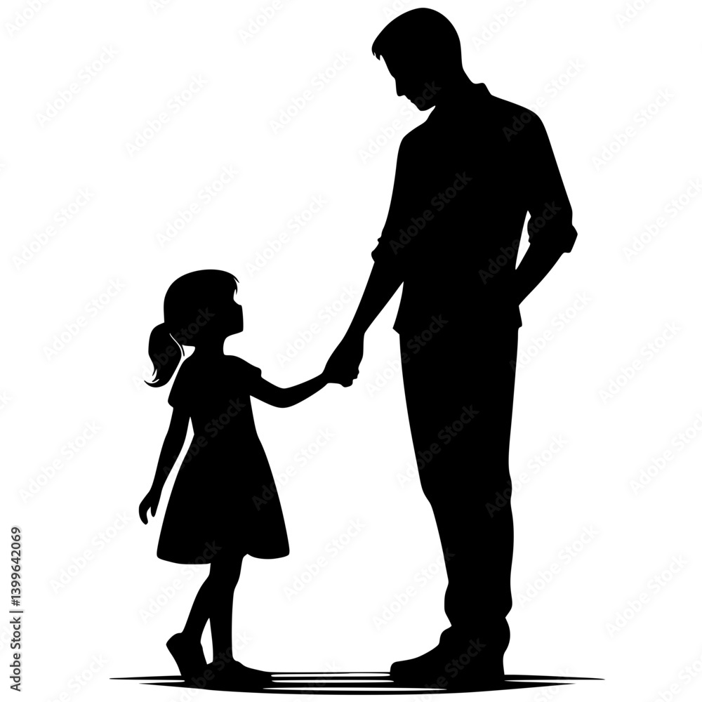 Silhouette of father and daughter Silhouette of father and daughter