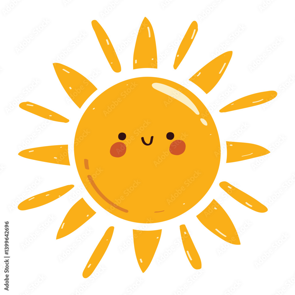 Yellow sun cartoon illustration isolated on white background. Yellow sun cartoon illustration isolated on white background.