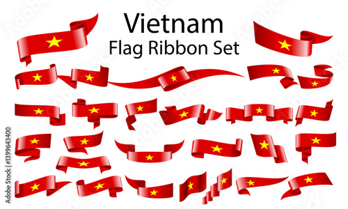 Vietnam ribbon flag set