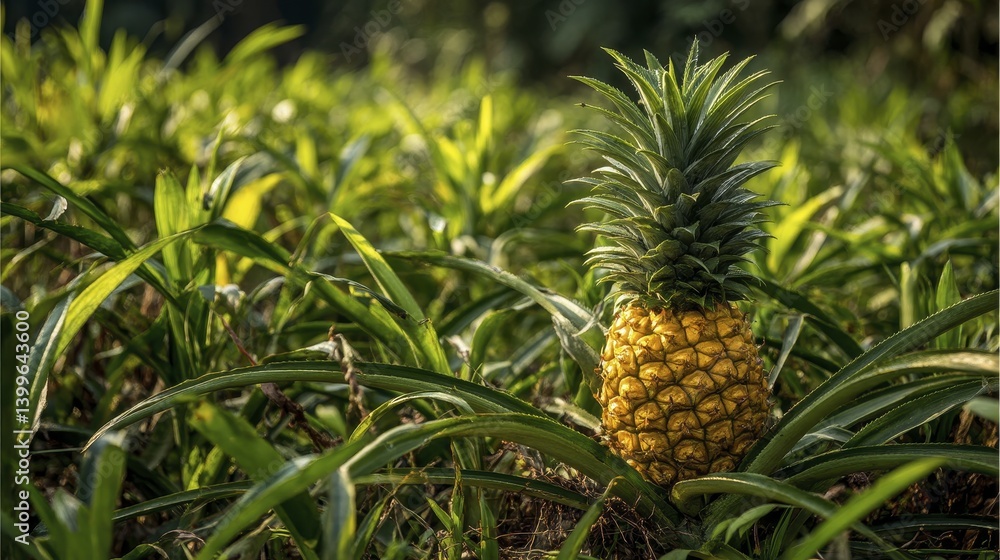 Whole pineapple with vibrant green leaves-4 - design food tropical Whole pineapple with vibrant green leaves-4 - design food tropical