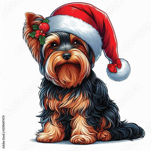 Adorable Cartoon Yorkshire Terrier Dog Vector illustration