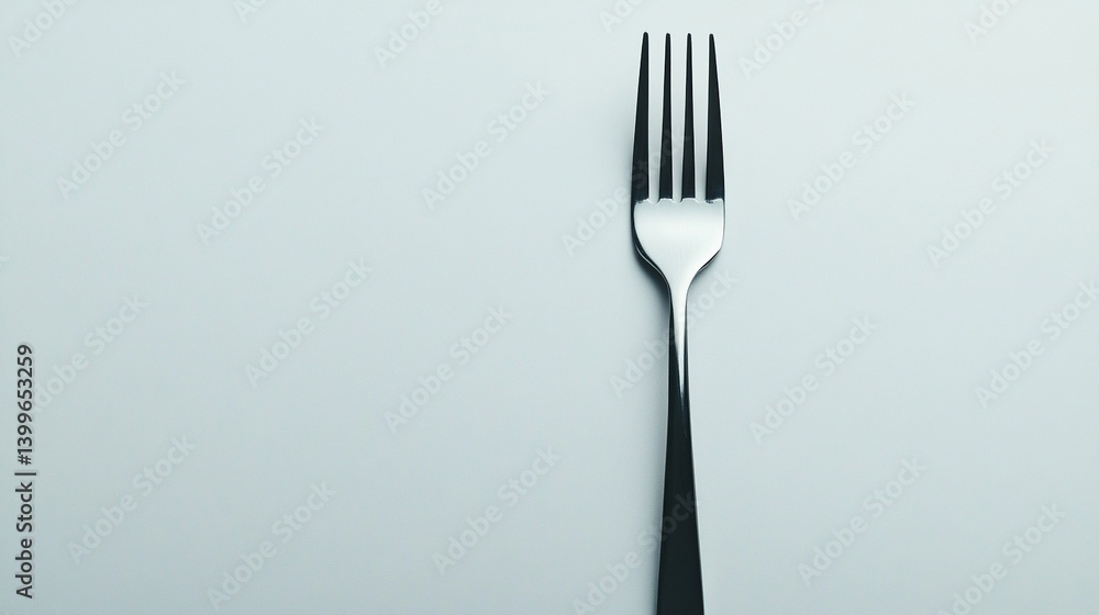 Single metallic fork on white background. Single metallic fork on white background.