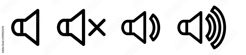 vector illustration of an set sound icon . vector illustration of an set sound icon .