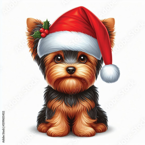 Adorable Cartoon Yorkie Dog Vector illustration