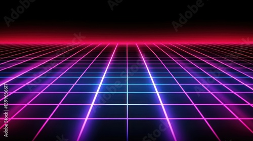 Wallpaper Mural A futuristic, gridded landscape of vibrant neon colors. Torontodigital.ca