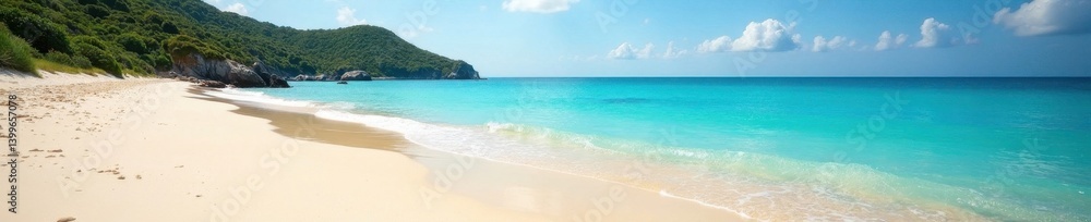 Sun-drenched Leinster Bay beach showcases pristine sand and clear water , sea, sun, landscape Sun-drenched Leinster Bay beach showcases pristine sand and clear water , sea, sun, landscape