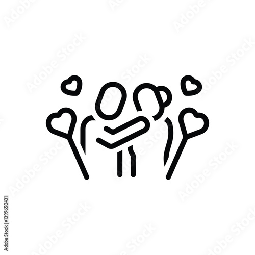 Black line icon for romantic couple