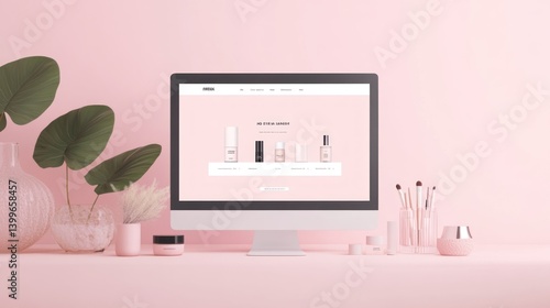 Online cosmetics store displayed on a computer