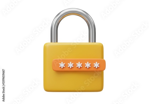 Free Download A yellow padlock with orange detail and asterisks for password - GFXLoad