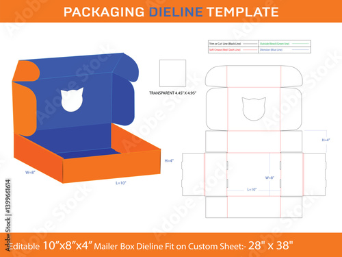 Cat Shape Custom Mailer Window Box LASER CUT Template