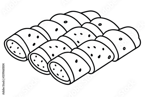 cannoli line art illustration of Italian pastry dessert
