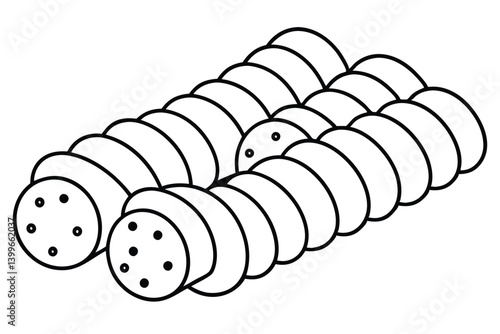 cannoli line art minimal pastry drawing in black