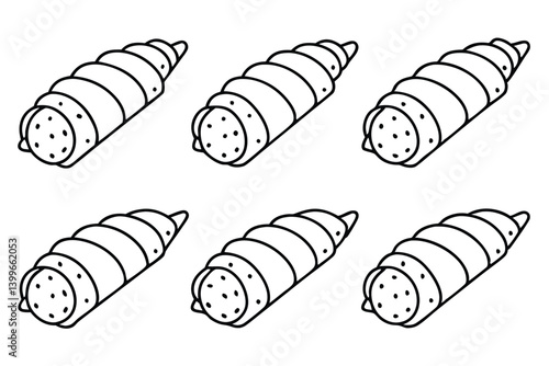 cannoli line art simple design for food lovers