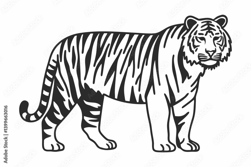 Fototapeta premium tiger line art silhouette
