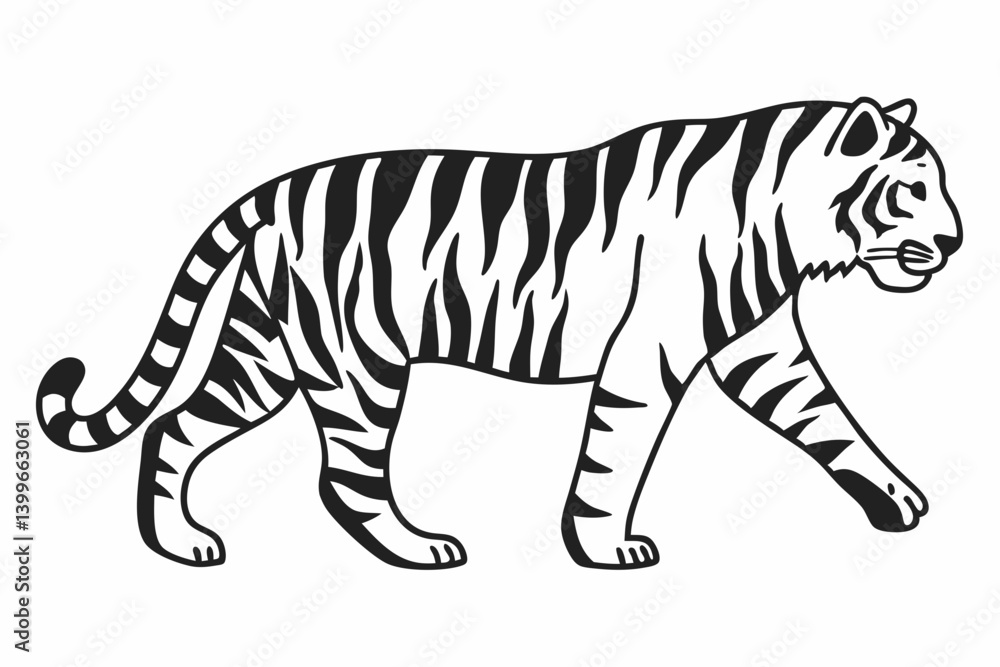 Obraz premium tiger line art silhouette
