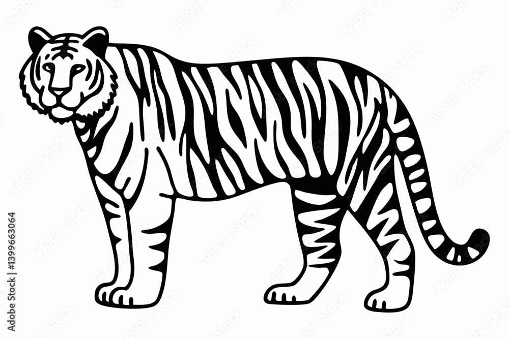 Obraz premium tiger line art silhouette