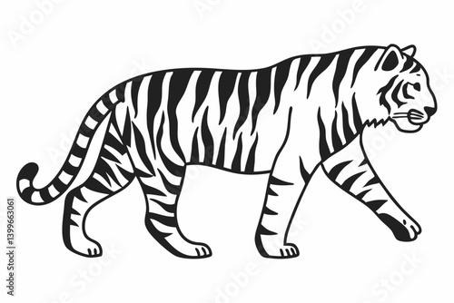 tiger line art  silhouette