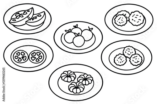 caprese line art gourmet salad with classic ingredients