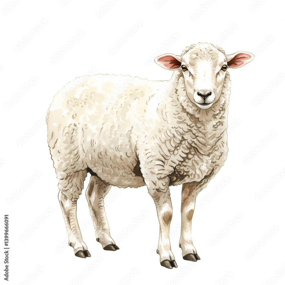 White Sheep Illustration on Transparent Background White Sheep Illustration on Transparent Background