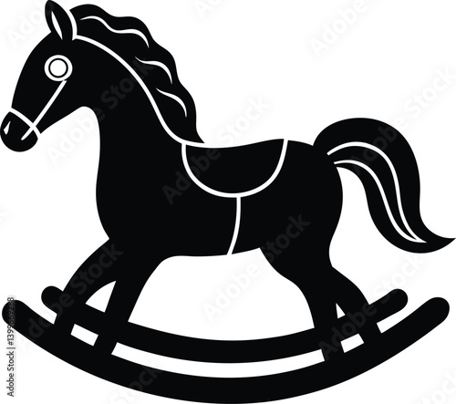 Wooden Horse Toy Silhouette Vector | Classic Rocking Horse Design for Kids and Nursery Projects