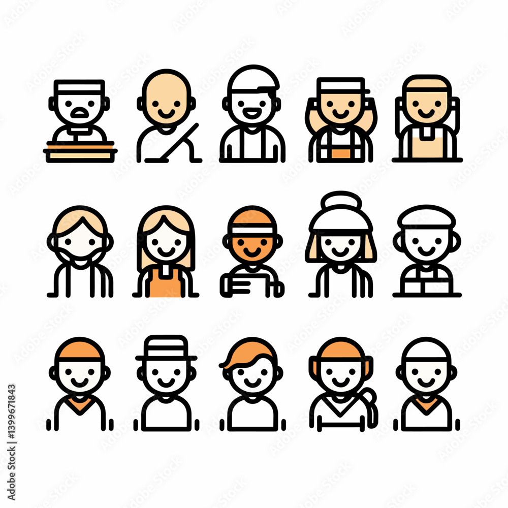 Diverse People Avatars Icon Set Diverse People Avatars Icon Set
