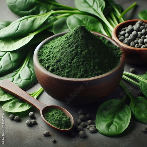 Spinach Powder A dark green powder made from dehydrated spinach