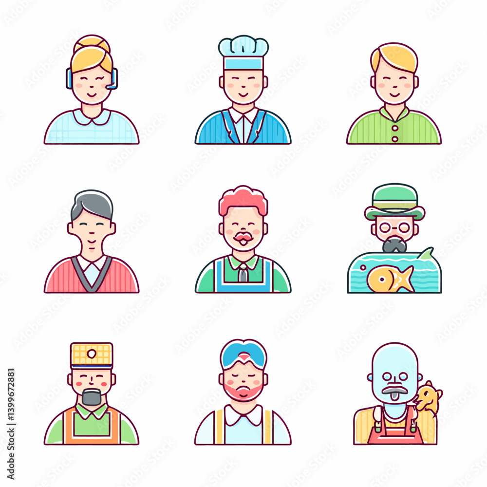Vector Illustration of Professions Characters Vector Illustration of Professions Characters
