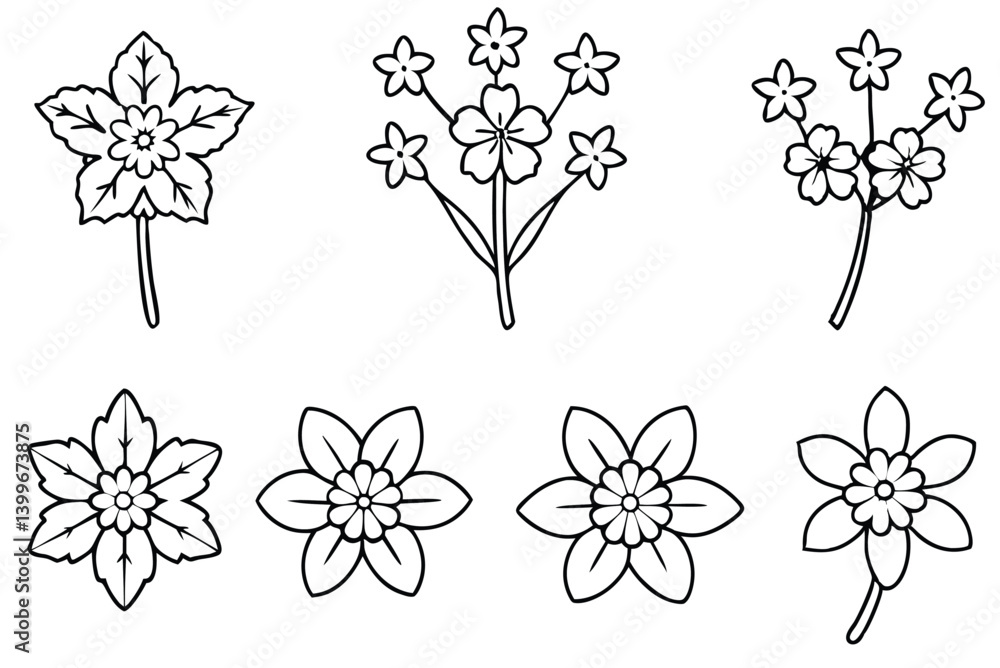 set of flowers set of flowers